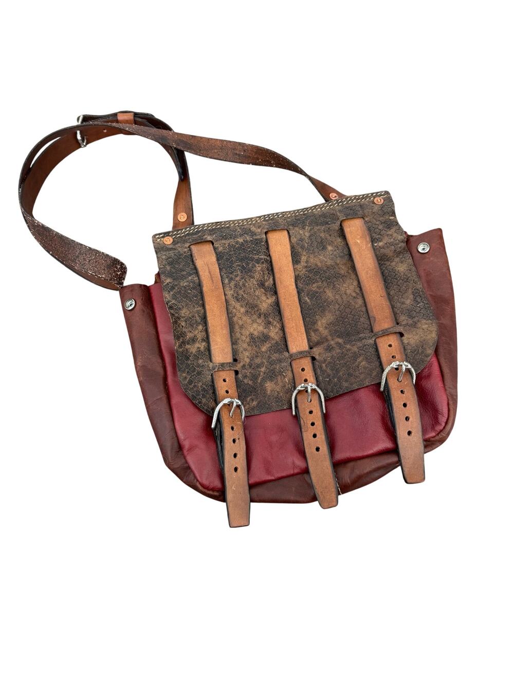 Handmade leather ren faire fantasy mix leather crossbody bag
